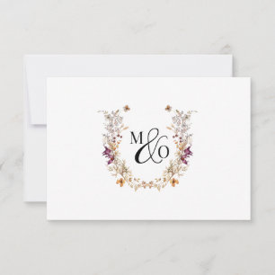 Ampersand Monogram Paar Bruiloft Wildflower Notitiekaartje