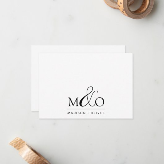 Ampersand Monogram Paar Note Kaart Notitiekaartje (Voorkant / Achterkant in situ)