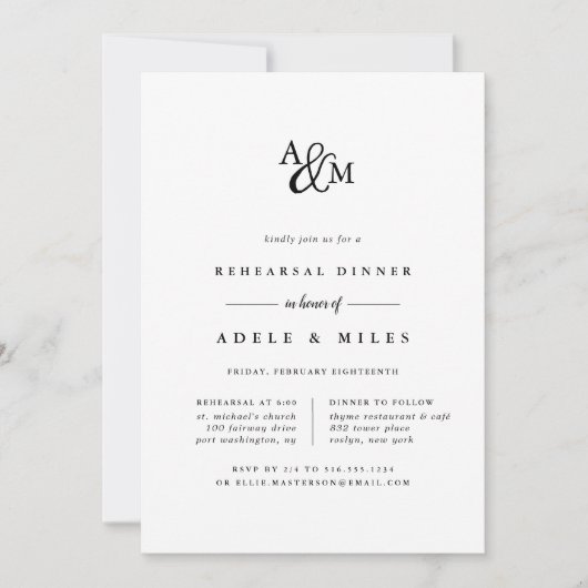 Ampersand Monogram repetitie binnenste uitnodiging (Voorkant)