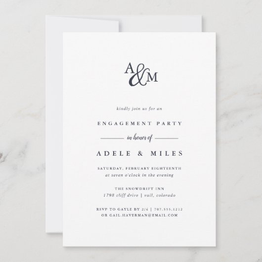 Ampersand Monogram Verloving Feest Uitnodiging (Voorkant)