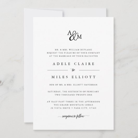 Ampersand Monogram Weddenschap Kaart (Voorkant)