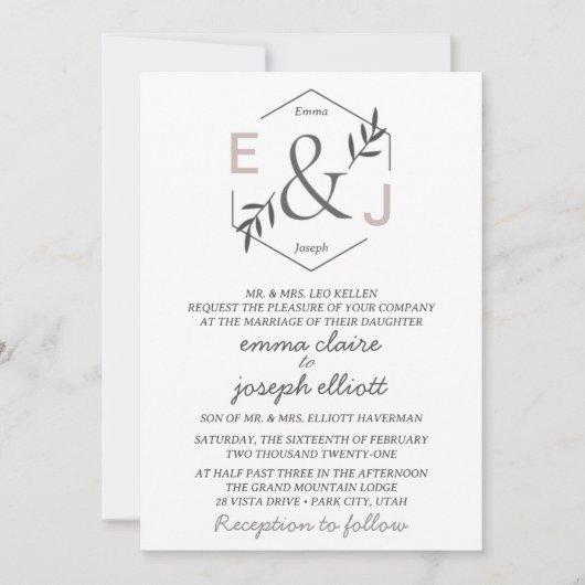 Ampersand Monogram Weddenschap Kaart (Voorkant)