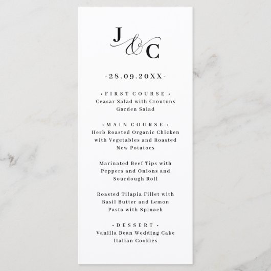 Ampersand Monogram Wedding Menu (Voorkant)