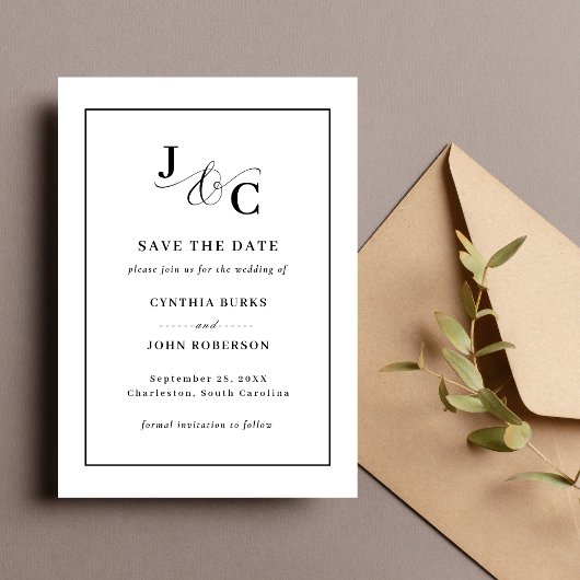 Ampersand Monogram Wedding Save the Date Kaart