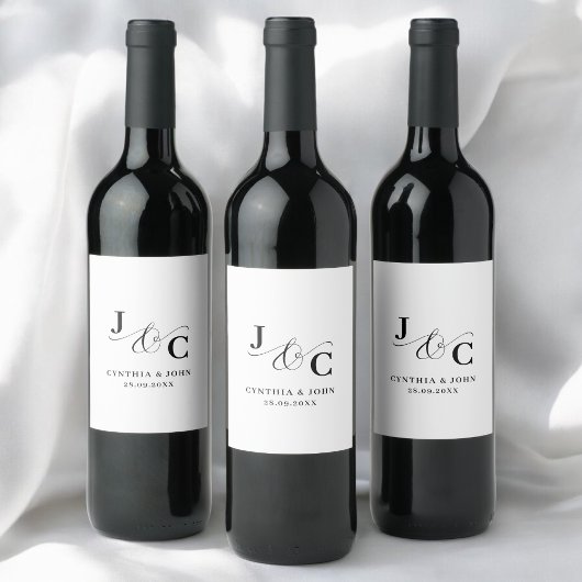 Ampersand Monogram Wedding Wijn Etiket