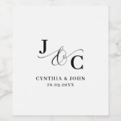 Ampersand Monogram Wedding Wijn Etiket (Enkel label)