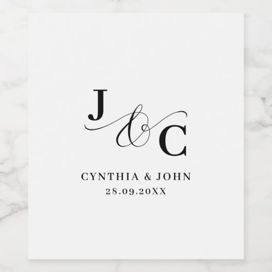 Ampersand Monogram Wedding Wijn Etiket (Enkel label)