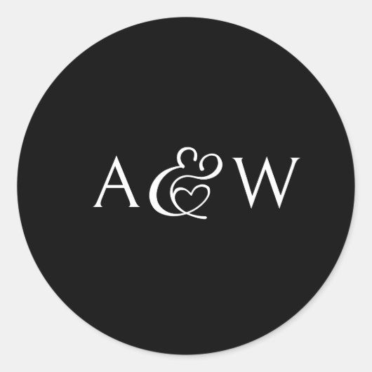 Ampersand Monogram Zwart Bruiloft Ronde Sticker (Voorkant)