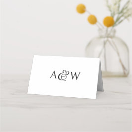 Ampersand Monogram Zwart en Wit Huwelijk Plaatskaartje