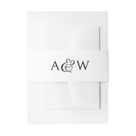 Ampersand Monogram Zwart en Wit Huwelijk Uitnodigingen Wikkel