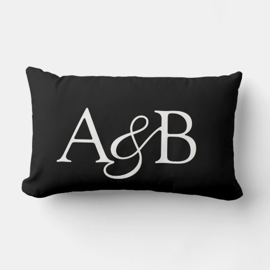 Ampersand Monogram Zwart en Wit Koppel Kussen (Voorkant)