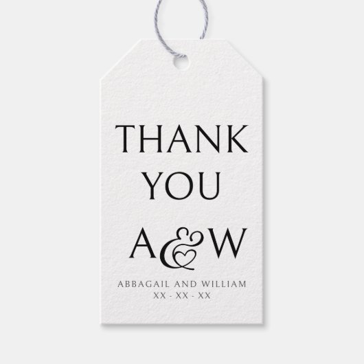 Ampersand Monogram Zwart en Wit Trouwgeschenk Cadeaulabel (Voorkant)
