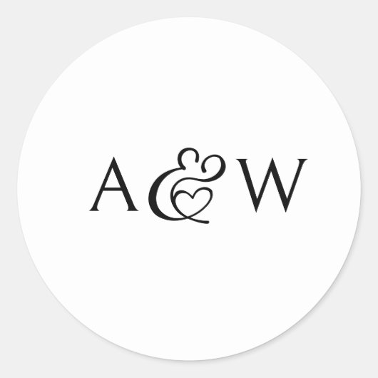 Ampersand Monogram Zwart-wit bruiloft Ronde Sticker (Voorkant)