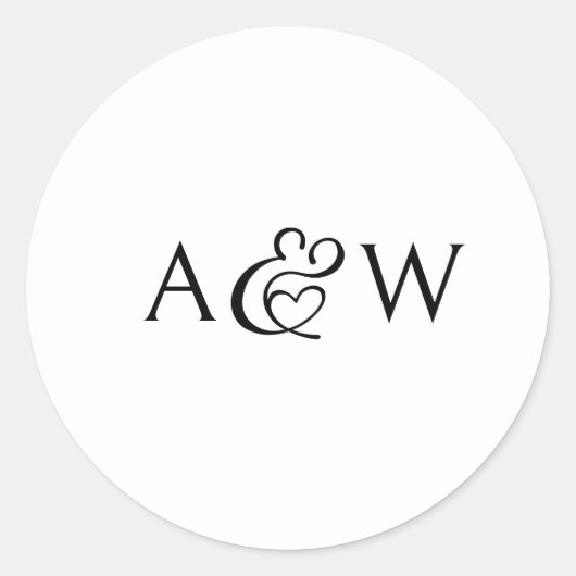 Ampersand Monogram Zwart-wit bruiloft Ronde Sticker (Voorkant)