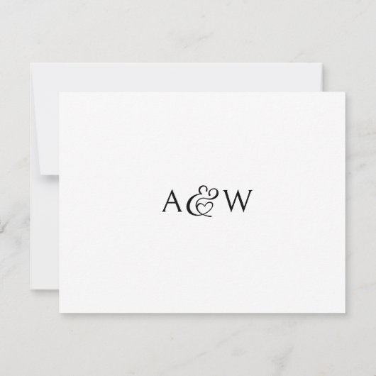 Ampersand Monogram Zwart-wit bruiloft RSVP (Achterkant)
