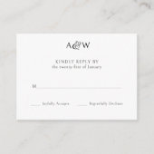 Ampersand Monogram Zwart-wit bruiloft RSVP Informatiekaartje (Voorkant)