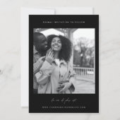 Ampersand Monogram Zwart Wit Foto Modern Script Save The Date (Achterkant)