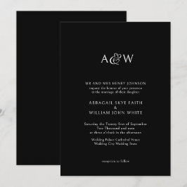 Ampersand Monogram Zwarte Huwelijk Kaart