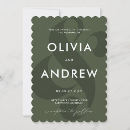 Ampersand Moss Green Wedding Invitation Kaart