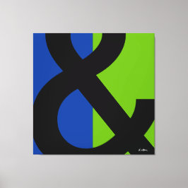 Ampersand op blauw en groen canvas afdruk