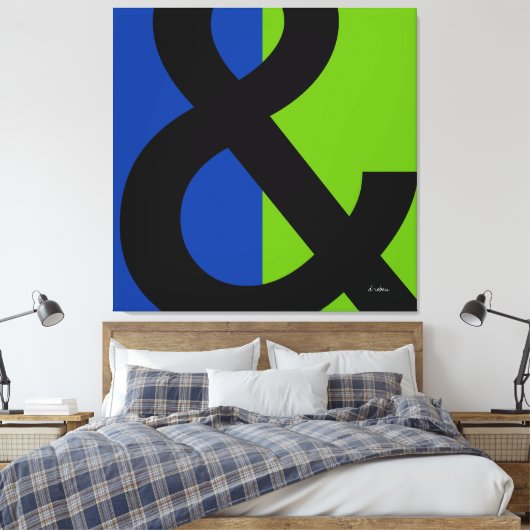 Ampersand op blauw en groen canvas afdruk (Insitu (Slaapkamer))