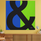 Ampersand op blauw en groen canvas afdruk (Insitu (Woonkamer))