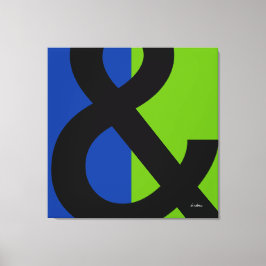 Ampersand op blauw en groen canvas afdruk
