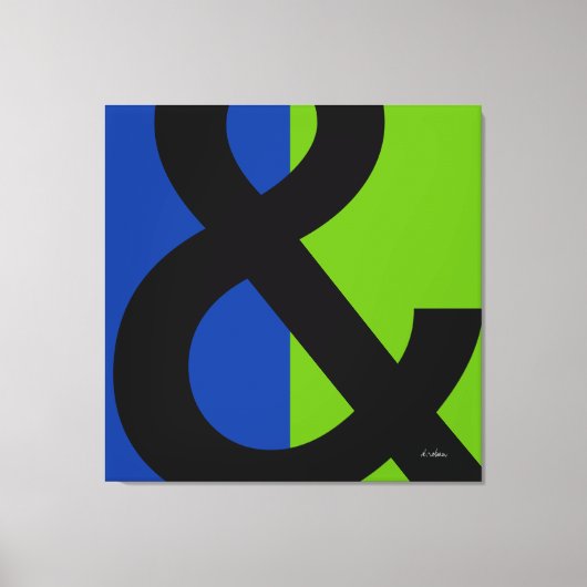 Ampersand op blauw en groen canvas afdruk (Voorkant)
