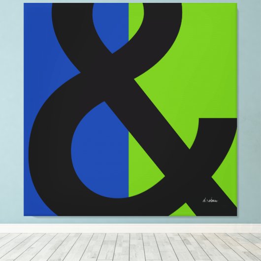 Ampersand op blauw en groen canvas afdruk (Insitu (Houten vloer))