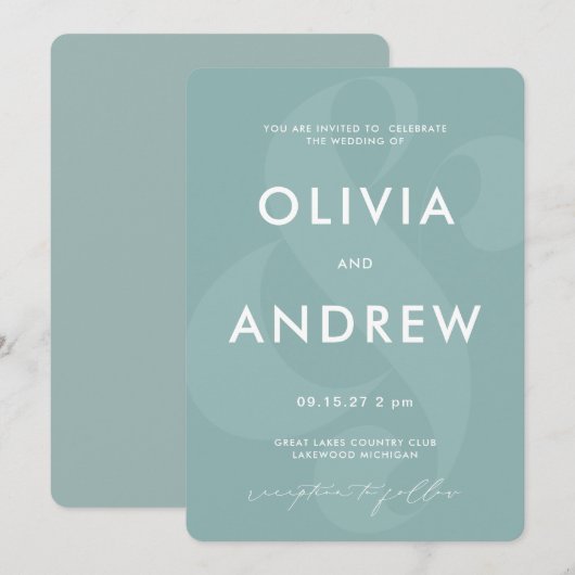 Ampersand Pastel Seafoam Green Wedding Kaart (Voorkant / Achterkant)