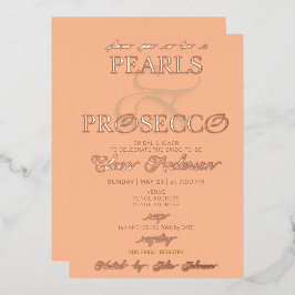 Ampersand Peach Fuzz Pearls Prosecco Vrijgezellenf Folie Uitnodiging