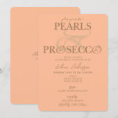 Ampersand Peach Fuzz Pearls Prosecco Vrijgezellenf Kaart (Voorkant / Achterkant)