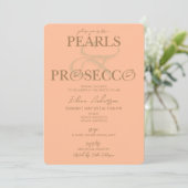 Ampersand Peach Fuzz Pearls Prosecco Vrijgezellenf Kaart (Staand voorkant)