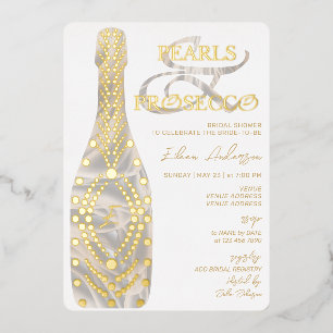 Ampersand Pearls & Prosecco Vrijgezellenfeest Gold Folie Uitnodiging