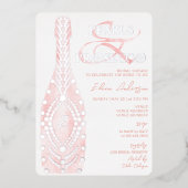 Ampersand Pearls & Prosecco Vrijgezellenfeest Zilv Folie Uitnodiging (Voorkant)