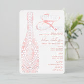 Ampersand Pearls & Prosecco Vrijgezellenfeest Zilv Folie Uitnodiging (Staand Voorkant)