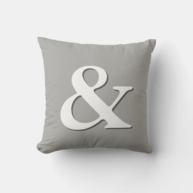 ampersand pillow grijs en wit modern kussen (Voorkant)