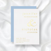 Ampersand Powder Blue Wedding Save the Date Gold Folie Uitnodiging