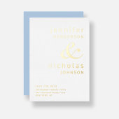 Ampersand Powder Blue Wedding Save the Date Gold Folie Uitnodiging