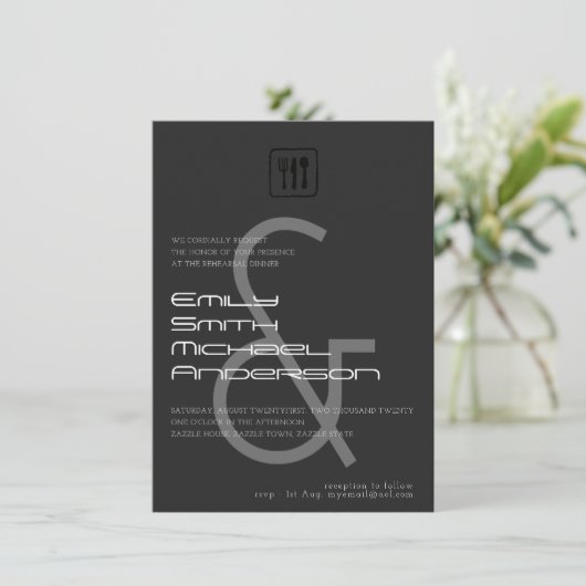 AMPERSAND Rehearsal Dinner FOTO Huwelijksuitnodigi Kaart (Staand voorkant)