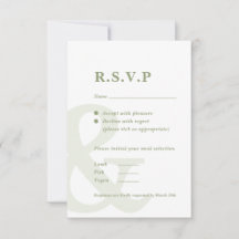 Ampersand sage green RSVP-kaart