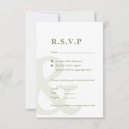 Ampersand sage green RSVP-kaart RSVP Kaartje