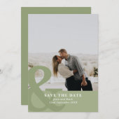 Ampersand sage green save the date photocard (Voorkant / Achterkant)