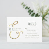 Ampersand Sage Green Wedding RSVP Kaart (Staand voorkant)