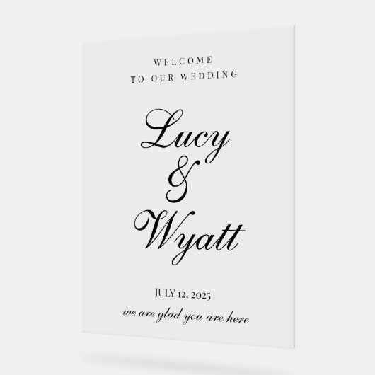 Ampersand Scripty Zwart & Wit Trouwbord Acryl Bord (Hoek)