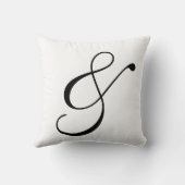 Ampersand Scroll Tekst in zwart-wit Kussen (Achterkant)