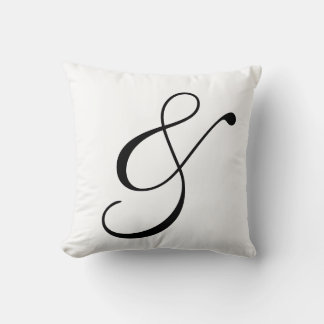 Ampersand Scroll Tekst in zwart-wit Kussen