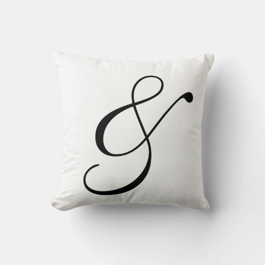 Ampersand Scroll Tekst in zwart-wit Kussen (Voorkant)
