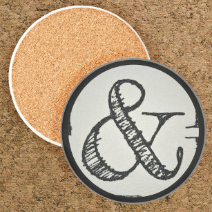 Ampersand Symbol gekraakt op grijs Zandsteen Onderzetter