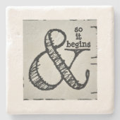 Ampersand-symbool en dus begint het met natuurlijk stenen onderzetter (Voorkant)